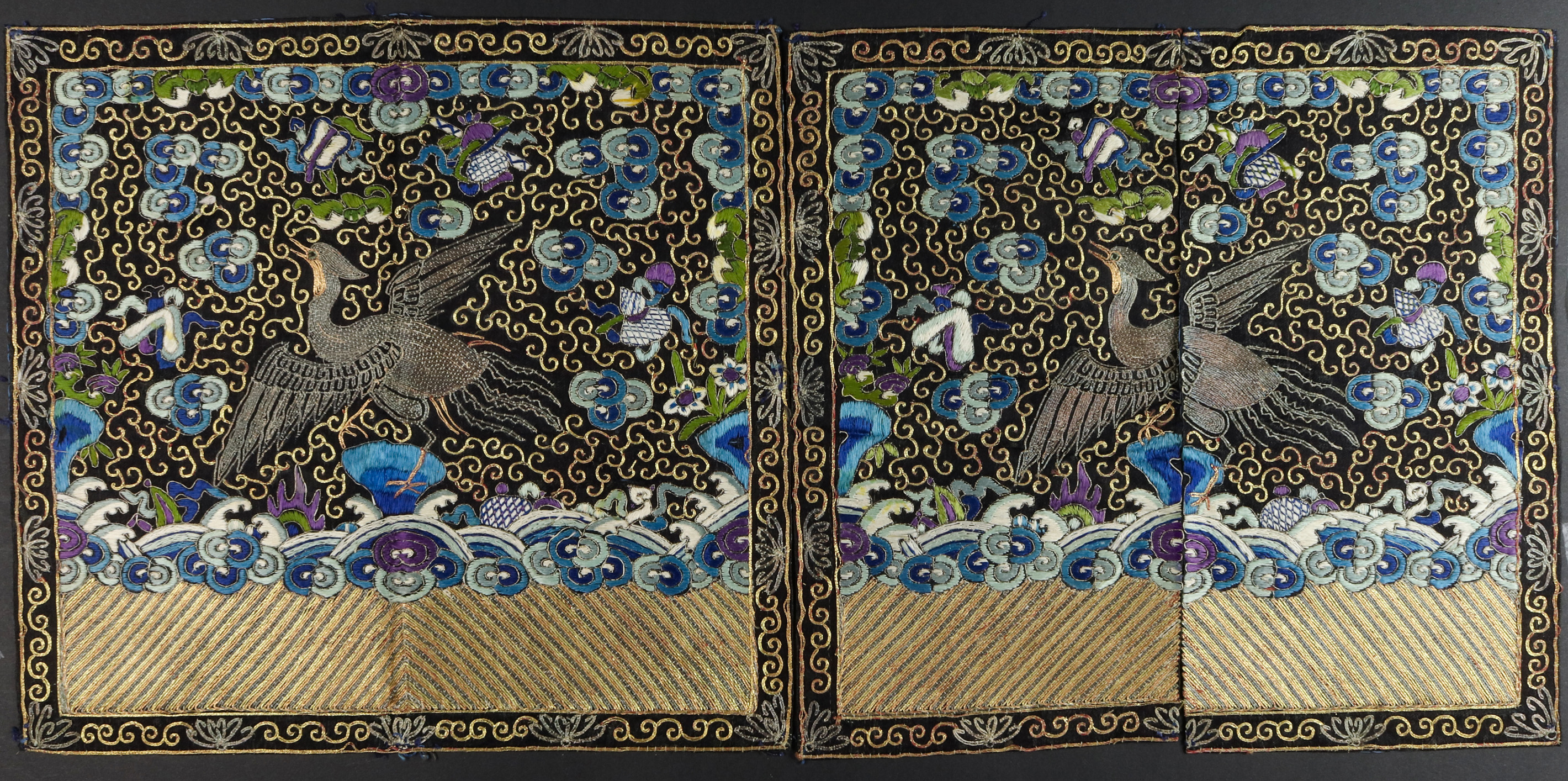 PAIR OF CHINESE EMBROIDERED RANK