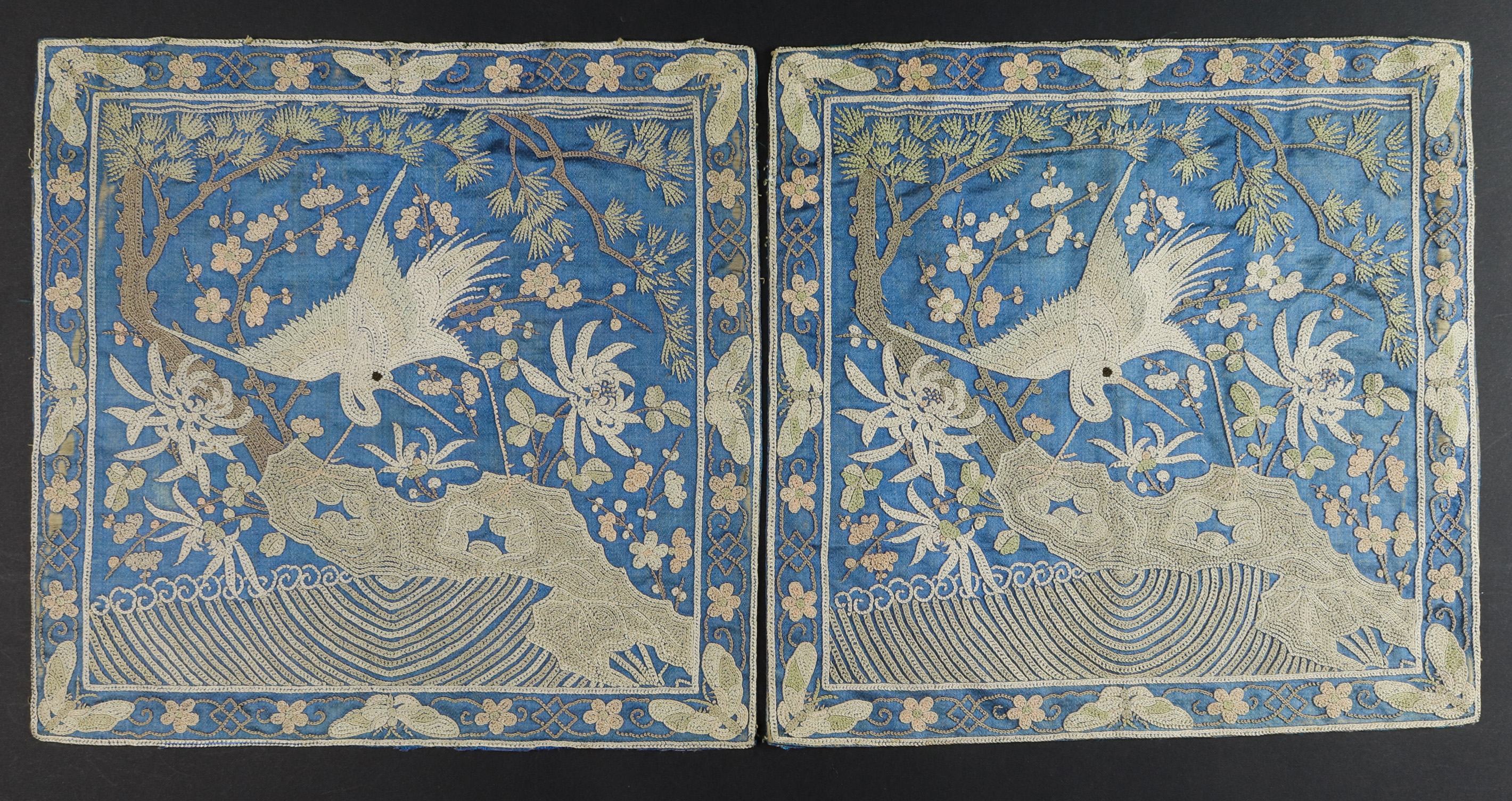 PAIR OF CHINESE EMBROIDERED RANK