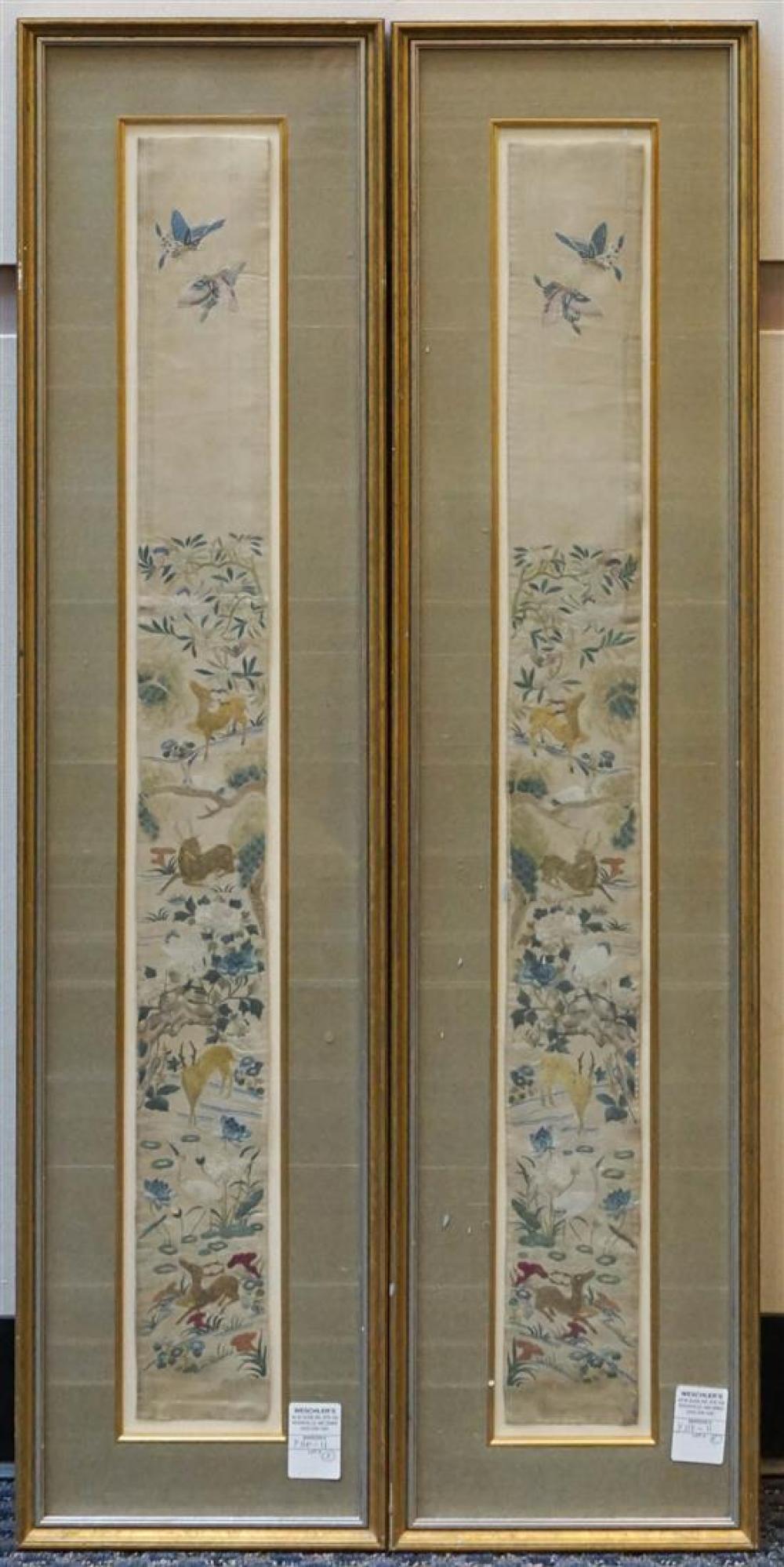 PAIR OF CHINESE EMBROIDERED SILK
