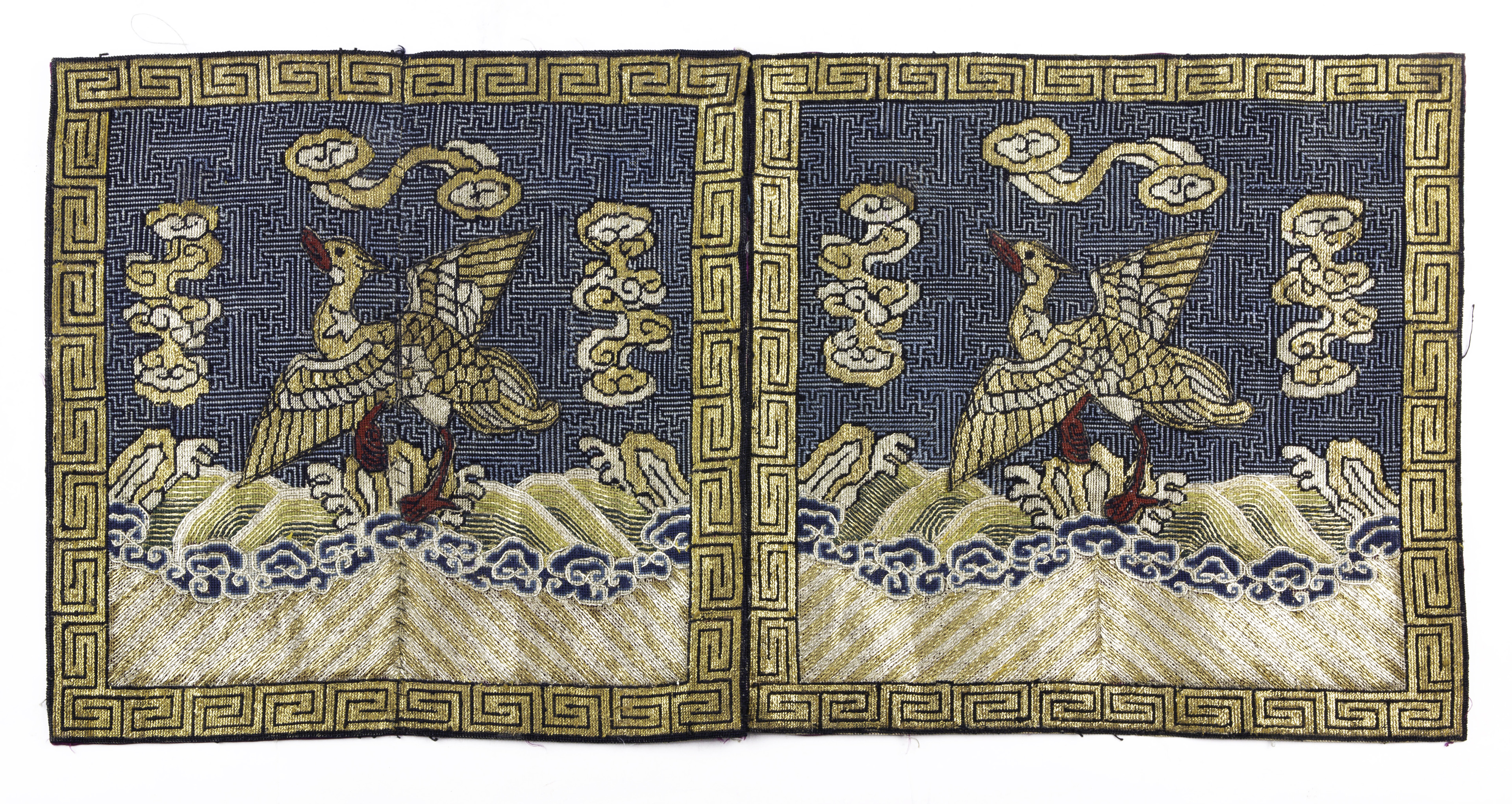 PAIR OF CHINESE EMBROIDERED SILK