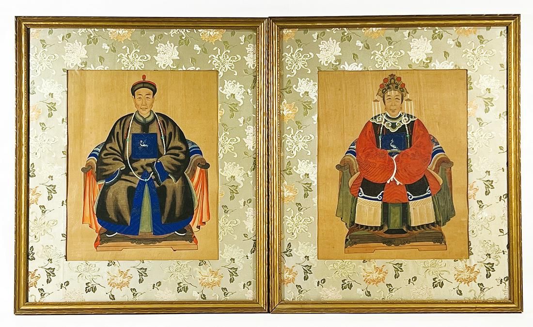 PAIR OF CHINESE EMPEROR & EMPRESS