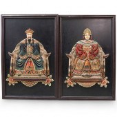 PAIR OF CHINESE EMPEROR SCREEN