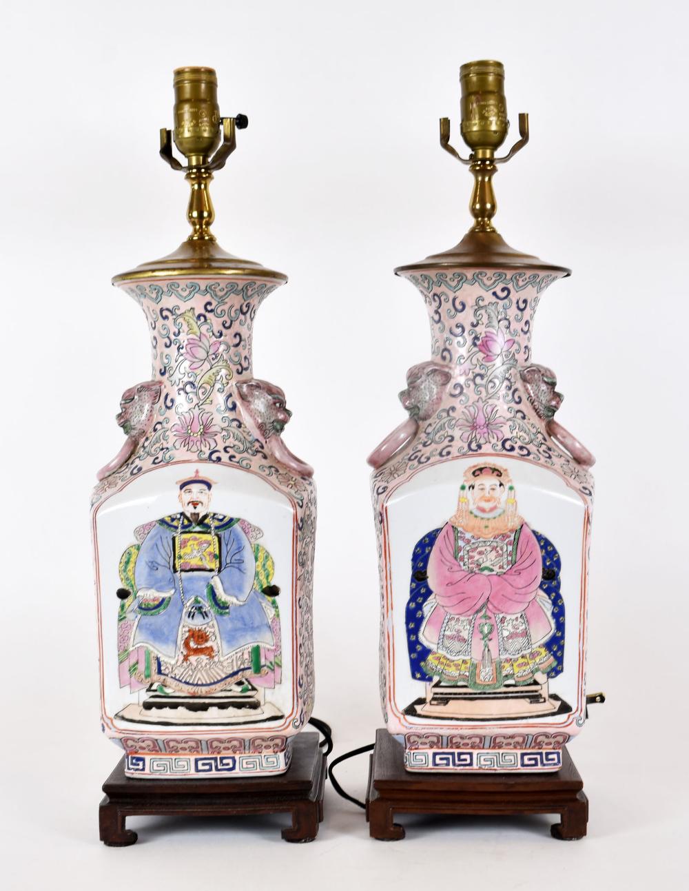 PAIR OF CHINESE ENAMEL DECORATED