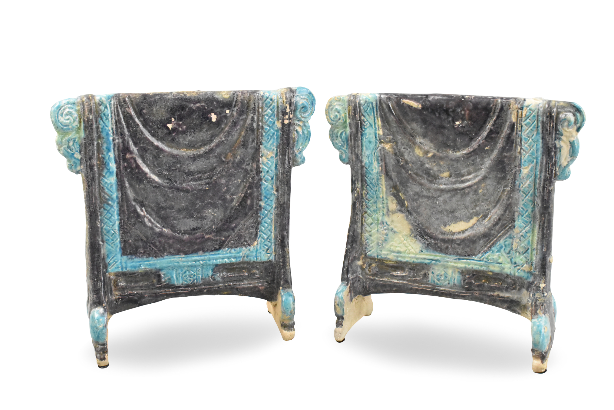 PAIR OF CHINESE FAHUA GLAZED