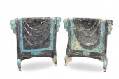 PAIR OF CHINESE FAHUA GLAZED T