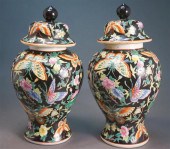 PAIR OF CHINESE FAMILLE NOIR G