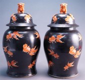 PAIR OF CHINESE FAMILLE NOIR '