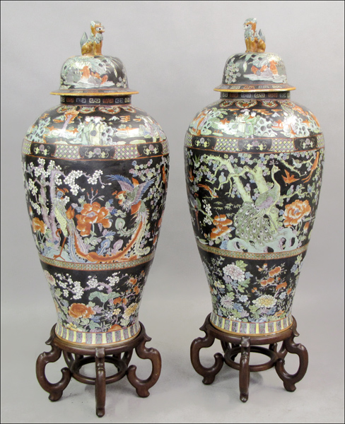 PAIR OF CHINESE FAMILLE NOIRE