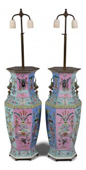 PAIR OF CHINESE FAMILLE ROSE V