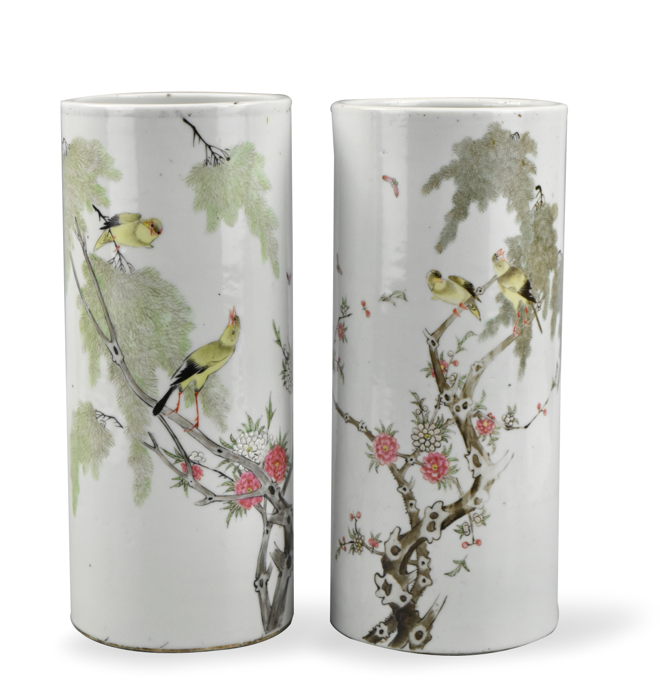 PAIR OF CHINESE FAMILLE ROSE HAT