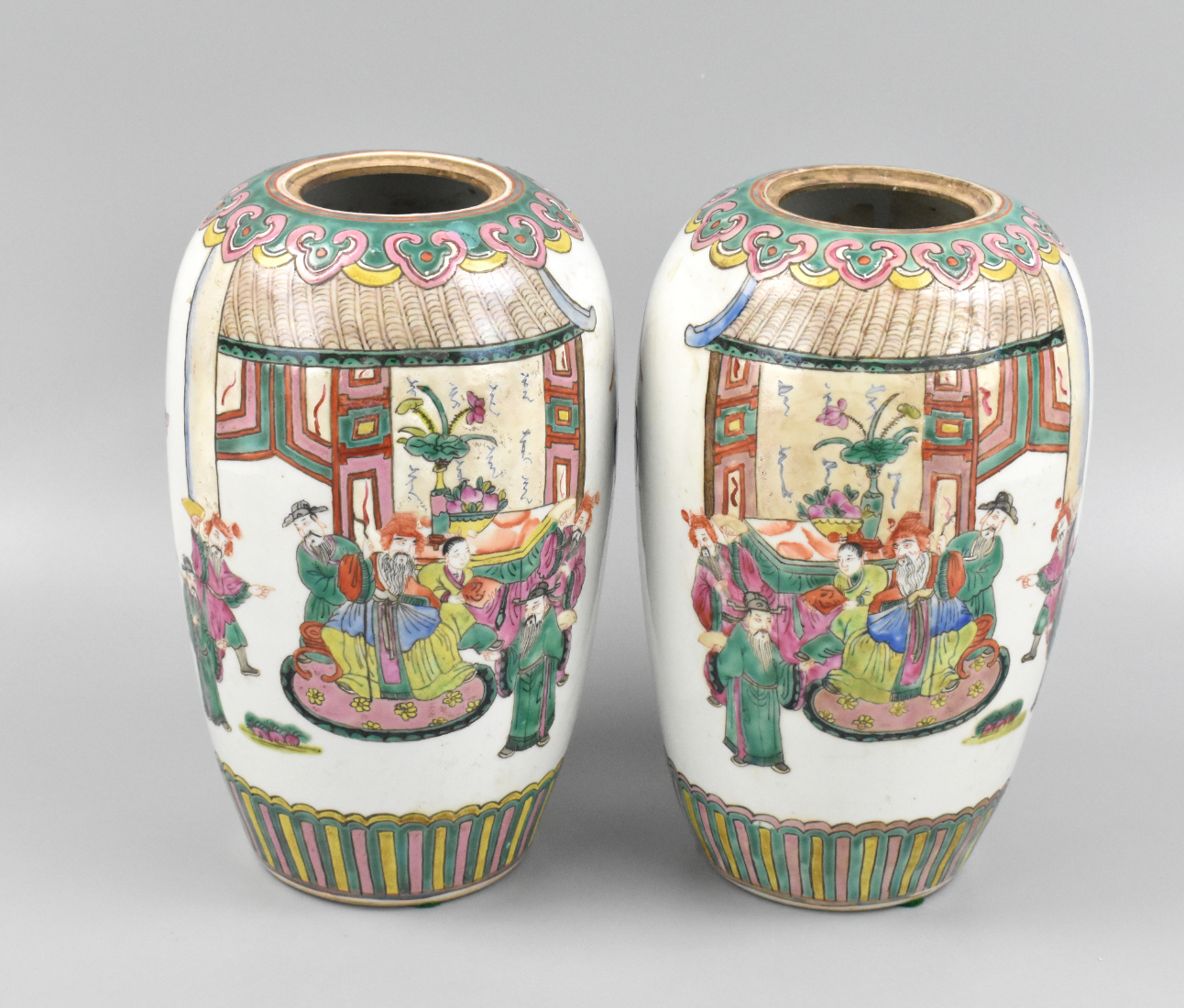 PAIR OF CHINESE FAMILLE ROSE JARS