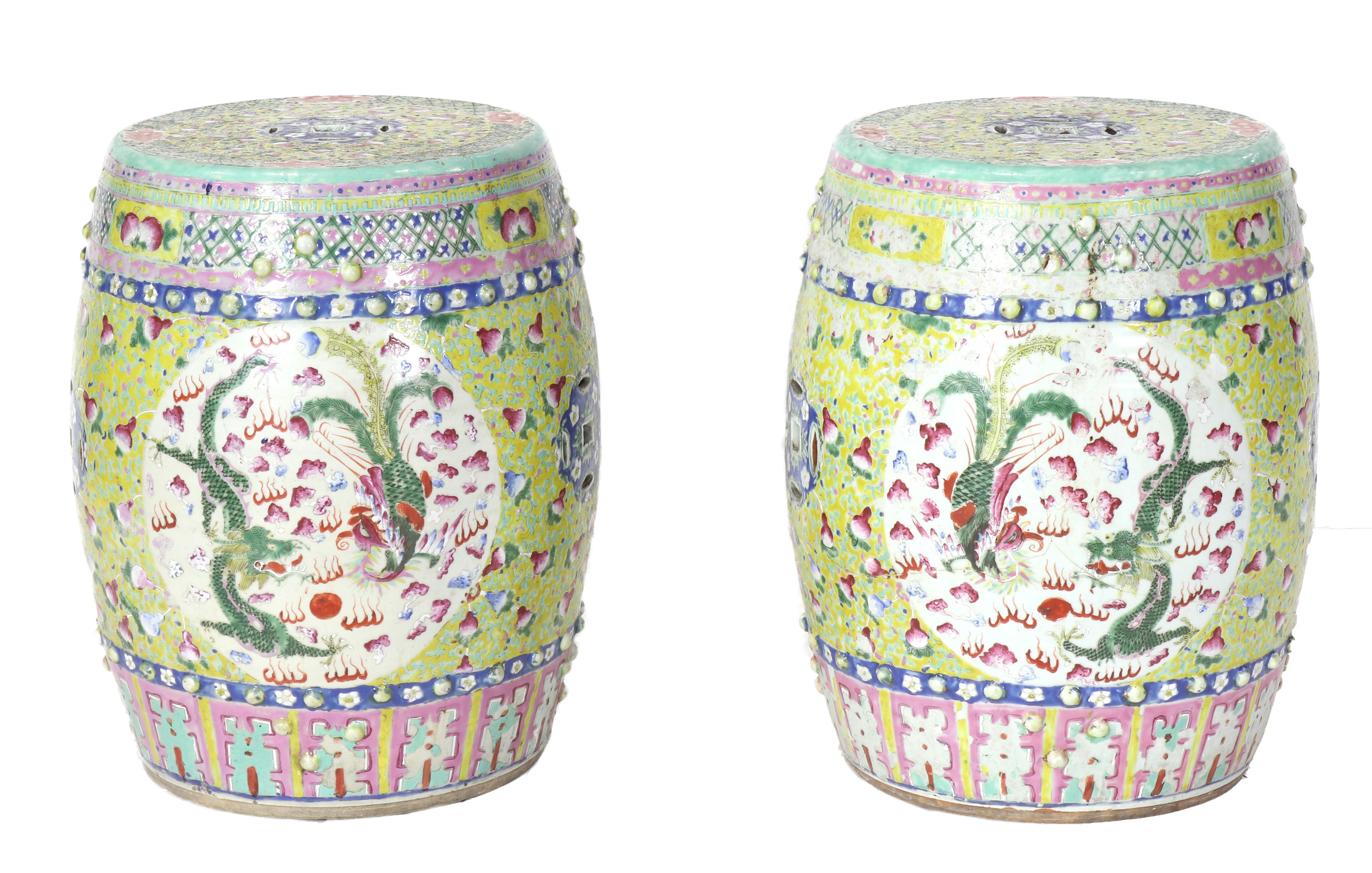 PAIR OF CHINESE FAMILLE ROSE GARDEN
