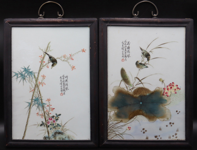 PAIR OF CHINESE FAMILLE ROSE ENAMEL