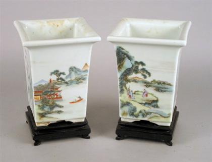 Pair of Chinese famille rose square