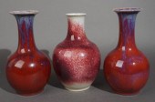 PAIR OF CHINESE FLAMBE AND ONE