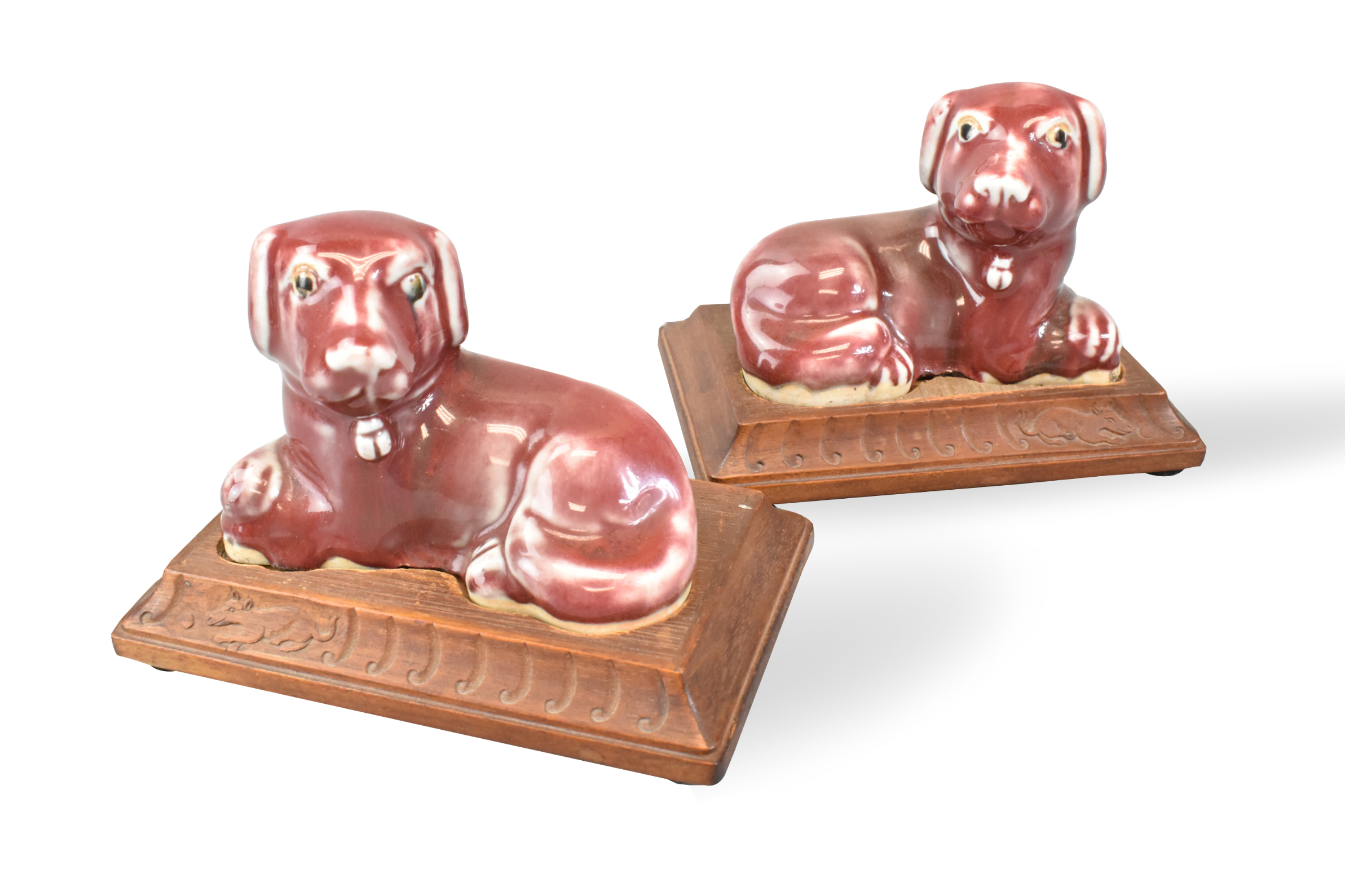 PAIR OF CHINESE FLAMBE DOG FIGURE
