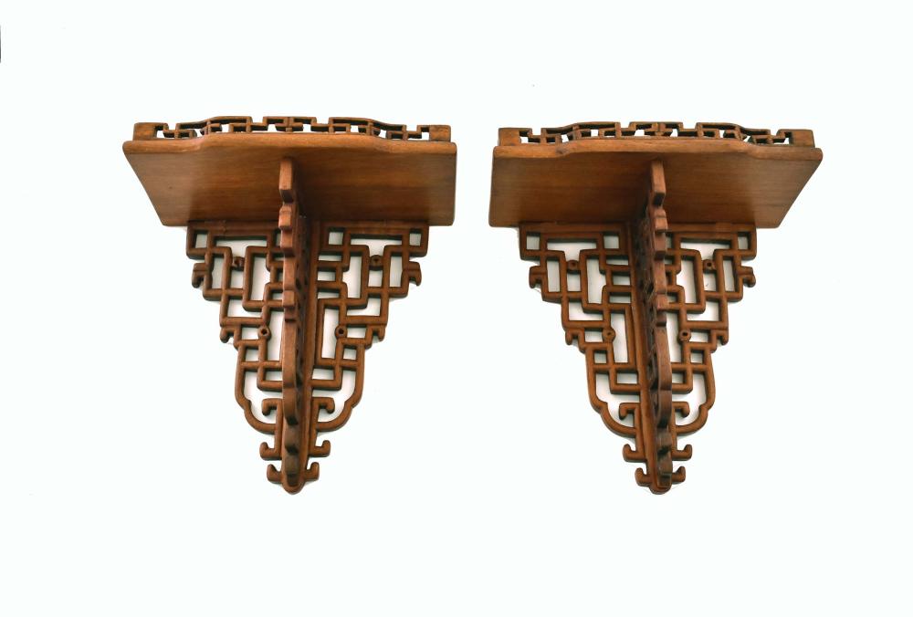 PAIR OF CHINESE FRET-CARVED