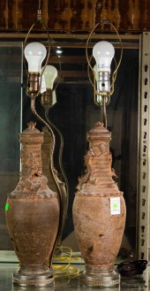 PAIR OF CHINESE FUNERAL POTTER