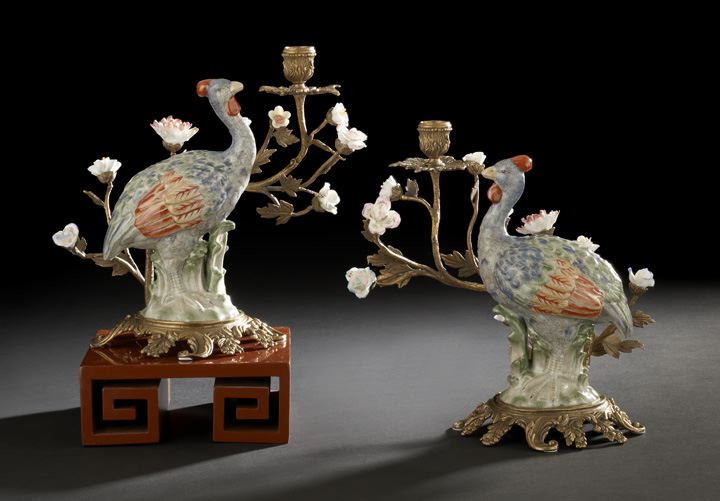 Pair of Chinese Gilt-Brass and