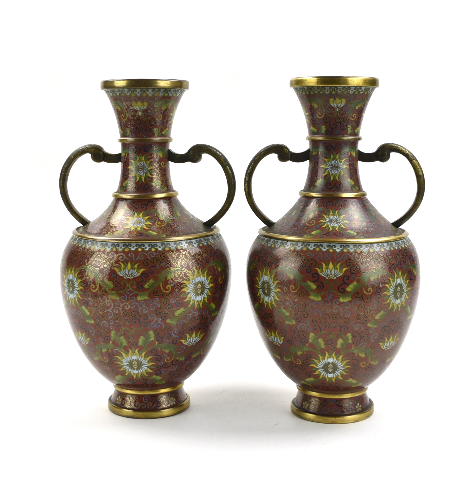 PAIR OF CHINESE GILT CLOISONNE