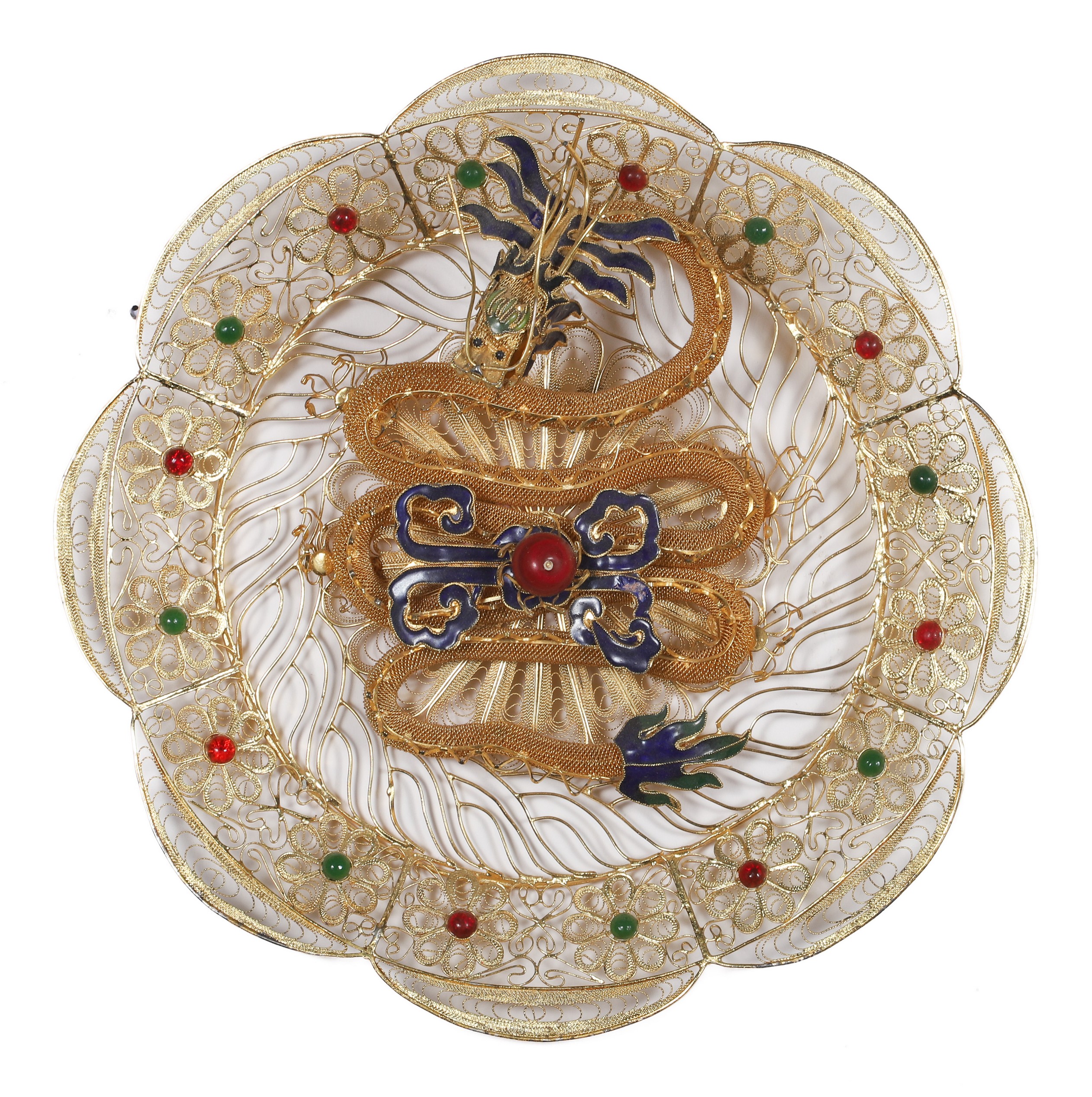 Pair of Chinese gilt metal & enamel