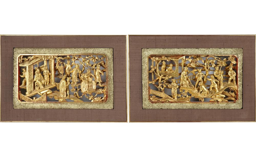 PAIR OF CHINESE GILTWOOD AND