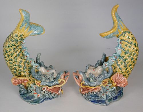 PAIR OF CHINESE GLAZED