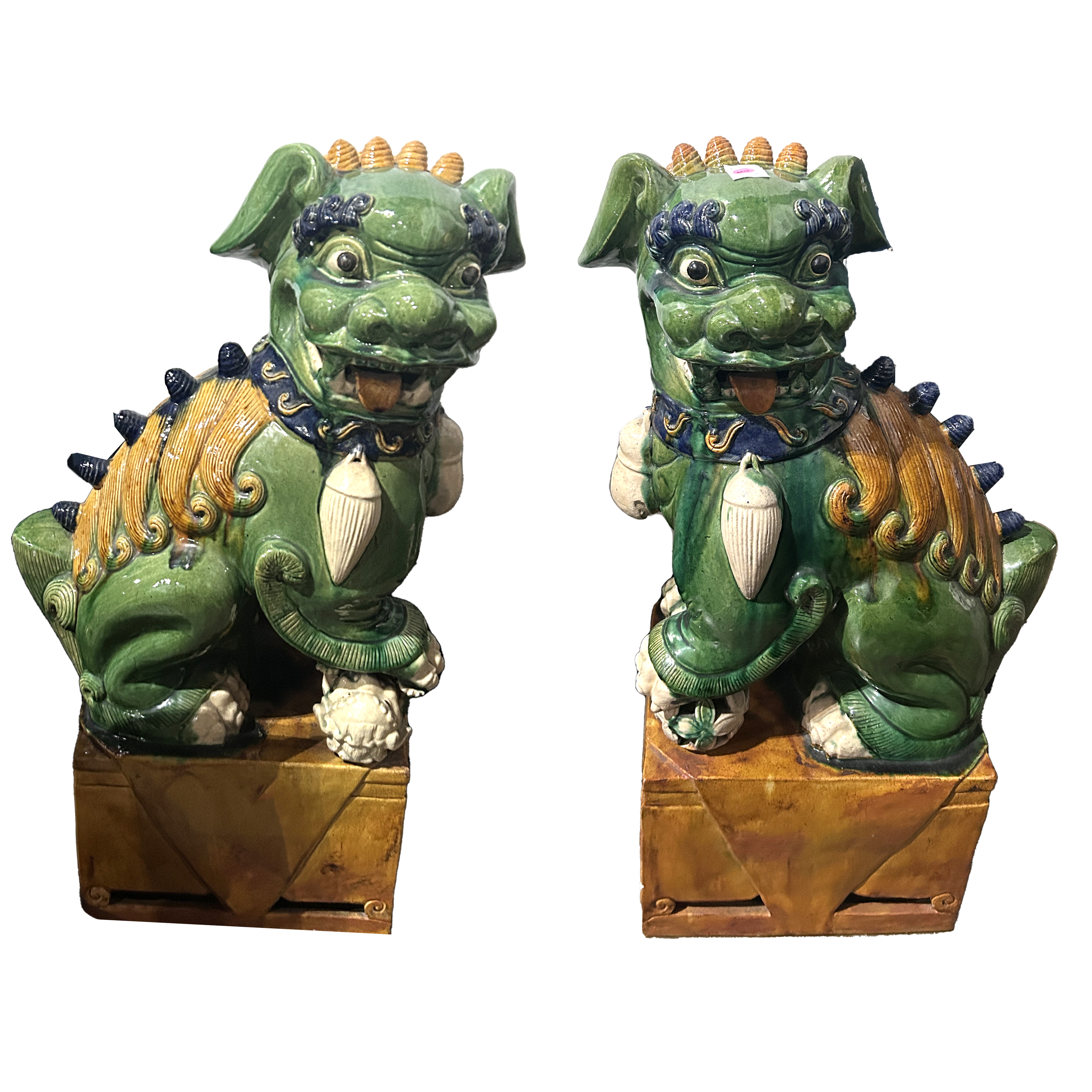 PAIR OF CHINESE GLAZED GUARDIAN