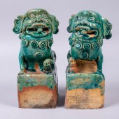 PAIR OF CHINESE GLAZED POTTERY