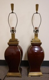 PAIR OF CHINESE GLAZED SANG DE