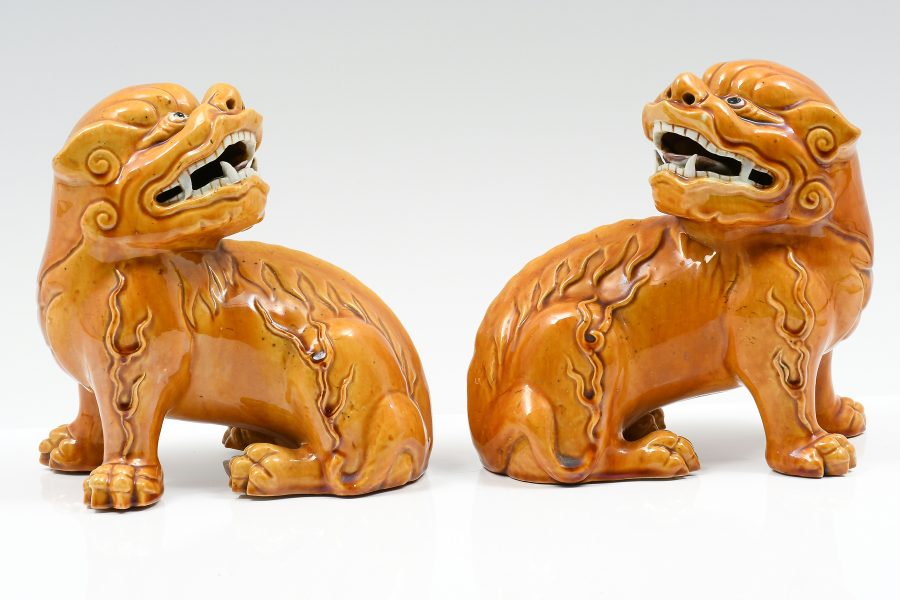 PAIR OF CHINESE GOLDEN GLAZE FOO
