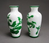 PAIR OF CHINESE GREEN AND WHIT