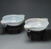 PAIR OF CHINESE GREEN AND LAVE