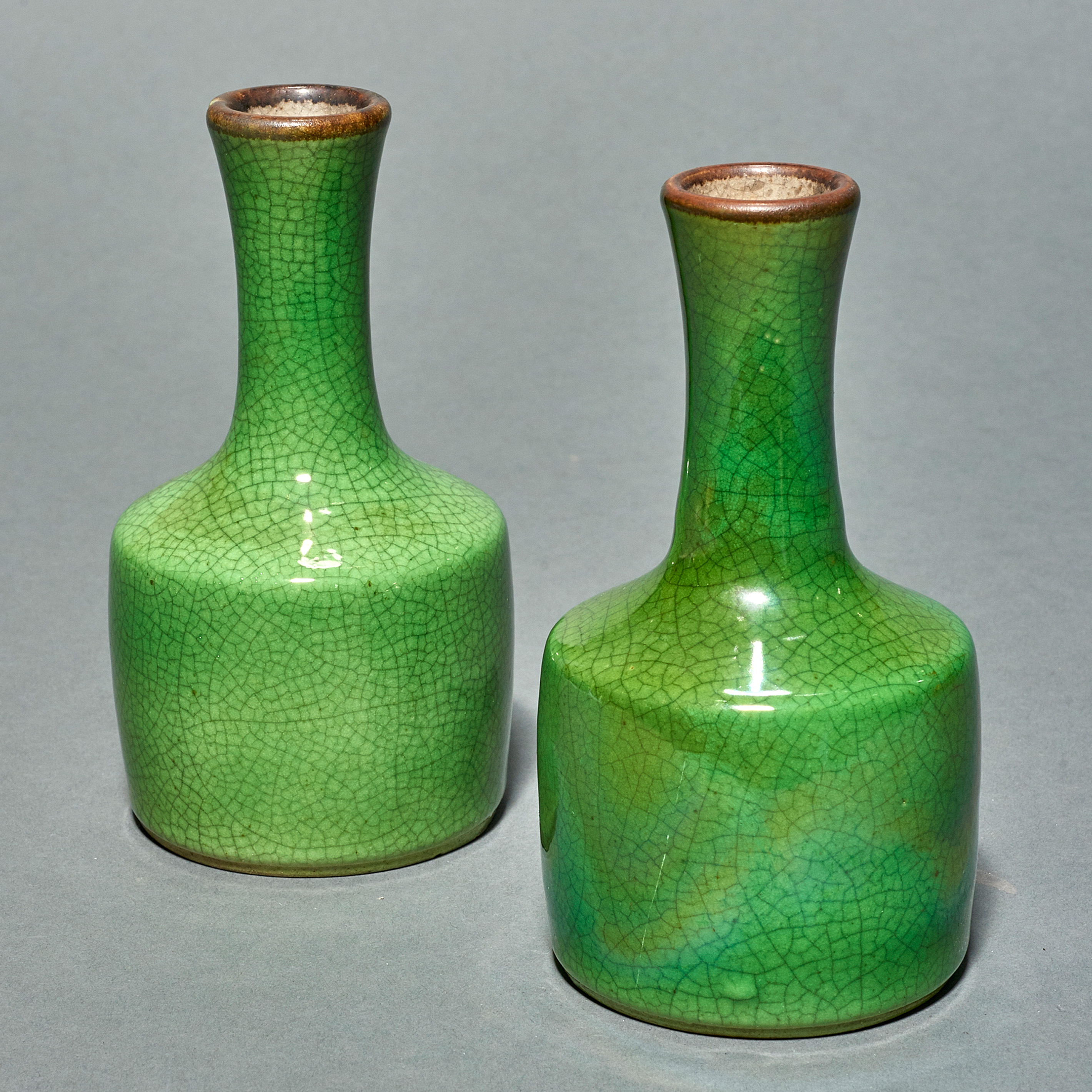 PAIR OF CHINESE GREEN CRACKLE