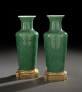 Pair of Chinese Green Crackled