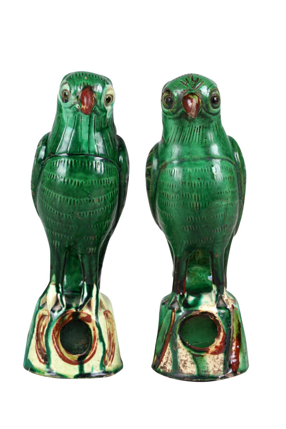 PAIR OF CHINESE GREEN GLAZED