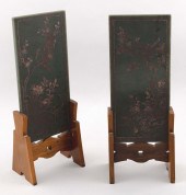 PAIR OF CHINESE GREEN JADE TAB