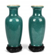 PAIR OF CHINESE GREEN MONOCHRO