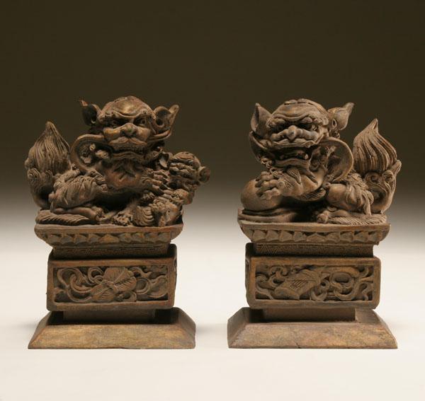 Pair of Chinese hand carved
