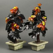 PAIR OF CHINESE HARDSTONE BONS