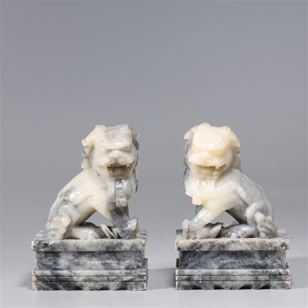 Pair of Chinese hardstone foo