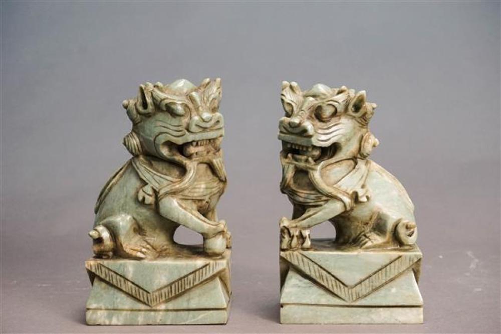 PAIR OF CHINESE HARDSTONE FOO
