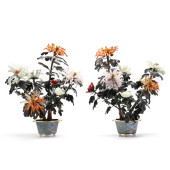 PAIR OF CHINESE HARDSTONE TREE