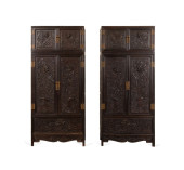 PAIR OF CHINESE HARDWOOD CABIN