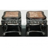 Pair of Chinese Hardwood Marbl