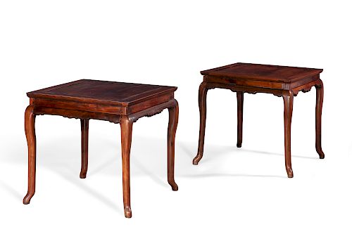 PAIR OF CHINESE HARDWOOD SQUARE