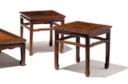 Pair of Chinese hongmu and burlwood
