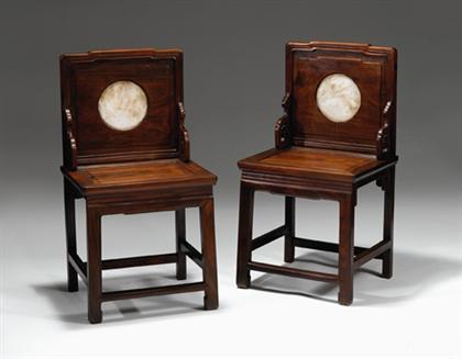 Pair of Chinese hongmu and marble