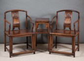 PAIR OF CHINESE HUALI WOOD ARM