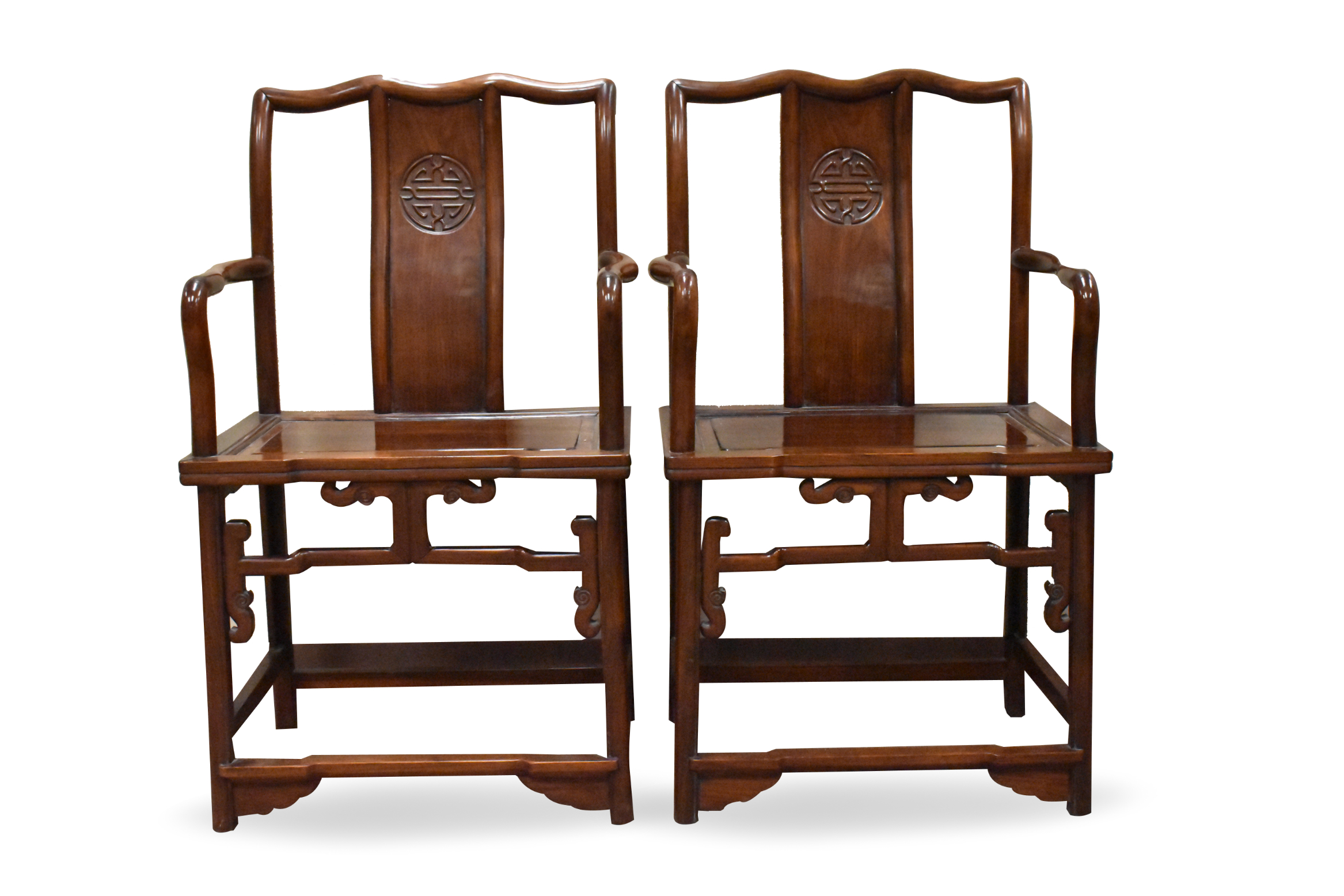 PAIR OF CHINESE HUALI WOOD CHAIRS A